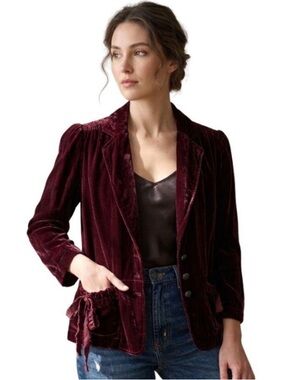 Vintage Ralph Lauren Burgundy Victorian Velvet Blazer Jacket